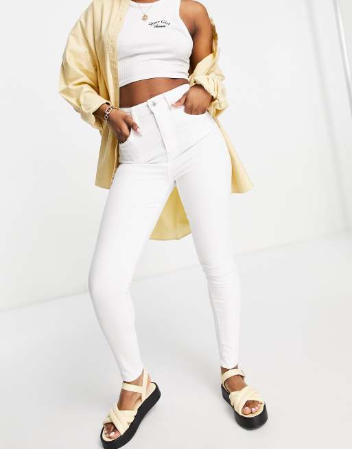 Stradivarius Petite super high-waist skinny jean in white, 4 of 4