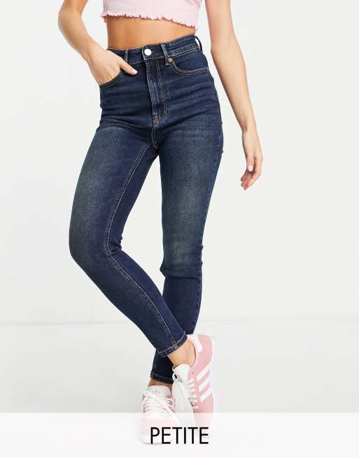 Stradivarius Petite - Super skinny jeans met hoge taille in donkere wassing 