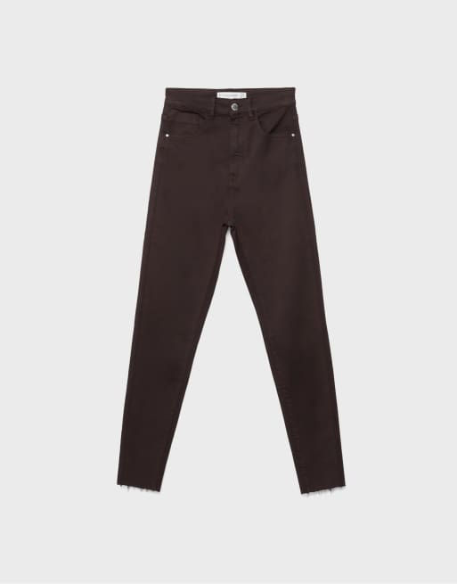 Stradivarius Petite superhoge taille in bruin, 6 van 7
