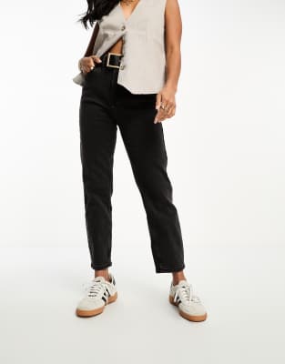 Stradivarius Petite – Svarta slim jeans i mom-modell - view 1