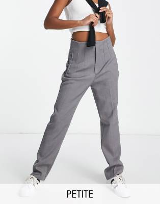 Stradivarius Petite Tailored Cigarette Pants In Gray