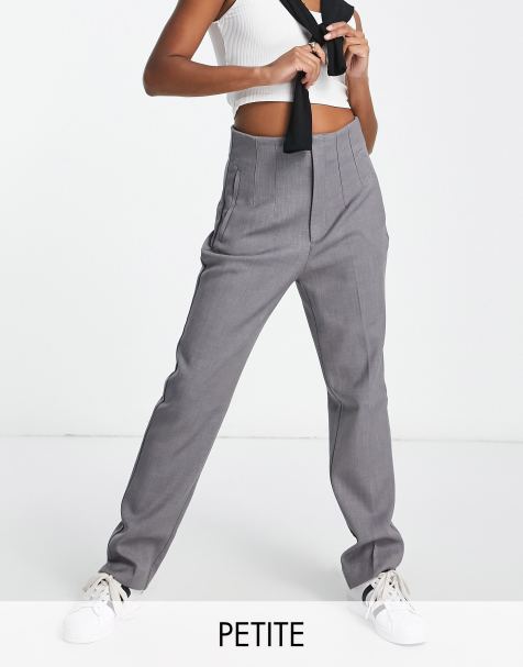 Stradivarius Petite tailored cigarette pants in grey - view 1