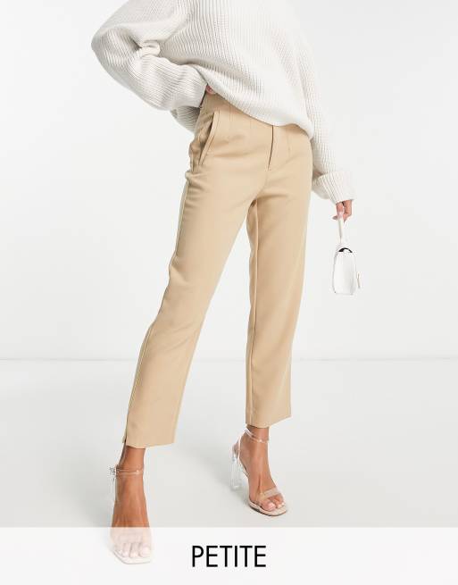 Stradivarius Petite tailored cigarette trouser in beige | ASOS