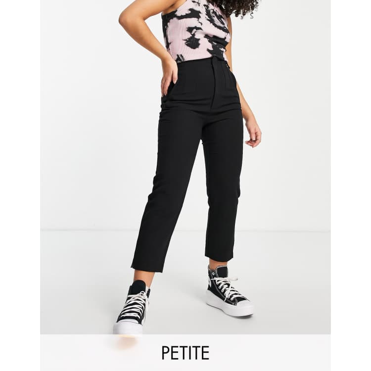 Stradivarius Petite tailored cigarette trouser in black