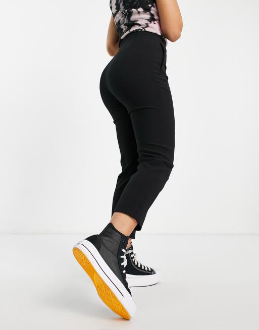 Stradivarius Petite tailored cigarette trouser in black