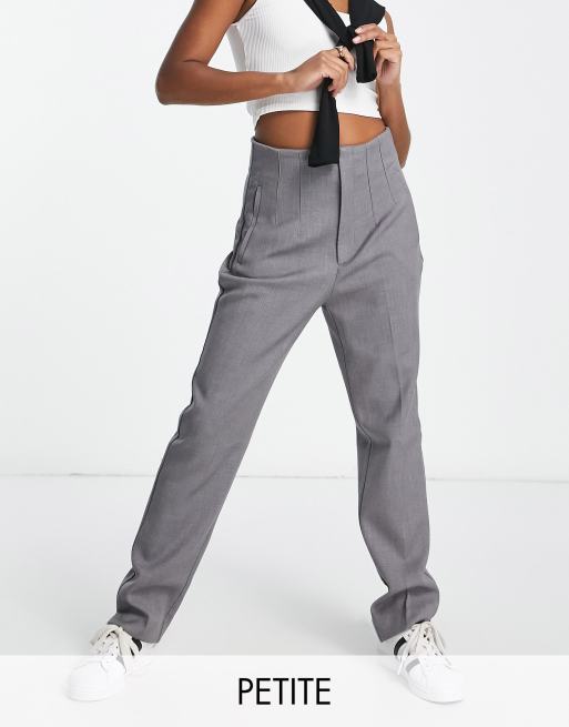 High waisted grey cigarette on sale trousers