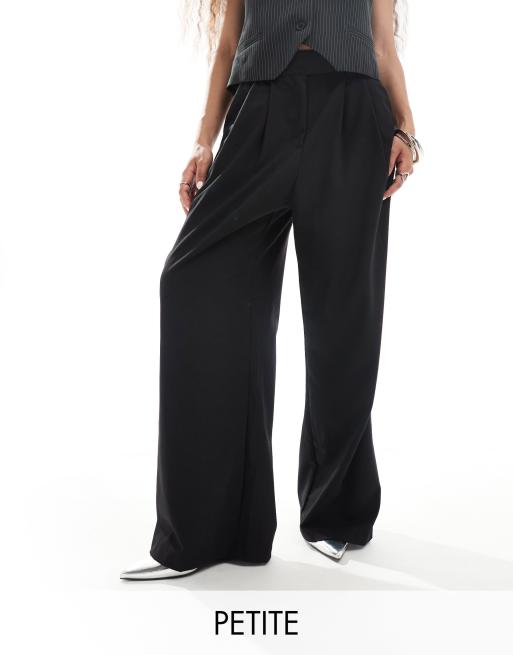 Stradivarius Petite tailored pull on pants in black