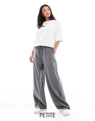 Stradivarius Tall Tailored Pull On Pants In Gray Pinstripe