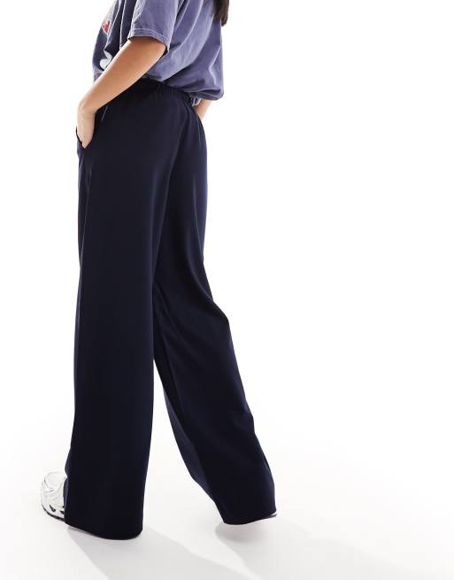 Stradivarius Petite tailored pull on pants in navy