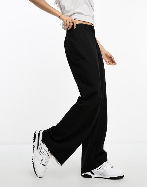 Petite Black Tailored Wide Leg Trousers