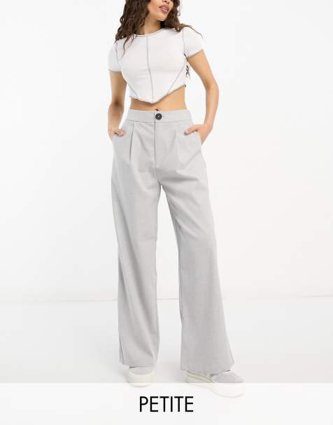 Stradivarius Petite tailored wide leg pants in gray - view 1