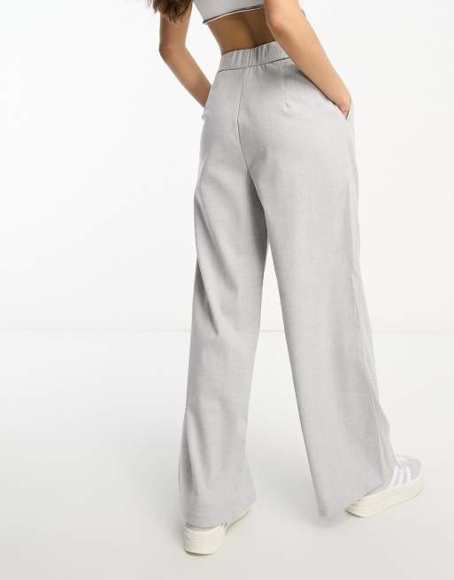 Stradivarius Petite tailored wide leg pants in gray