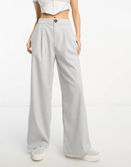 Stradivarius Petite tailored wide leg pants in gray