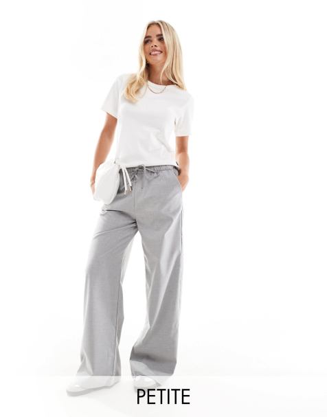 Stradivarius Petite pull on trouser in light grey