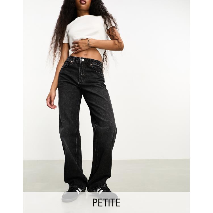 Stradivarius Petite wide leg dad jeans in black wash