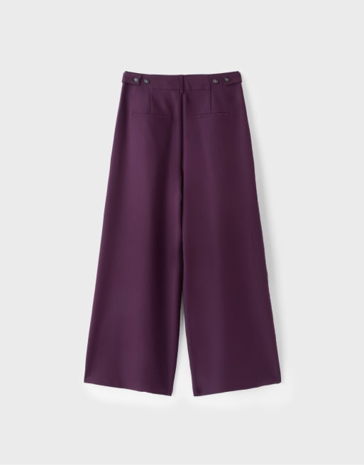 Stradivarius Petite Wide-Leg-Hose in Lila, 7 von 7