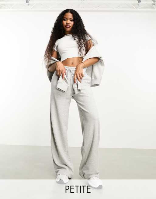 Stradivarius Petite wide leg jogger in grey marl