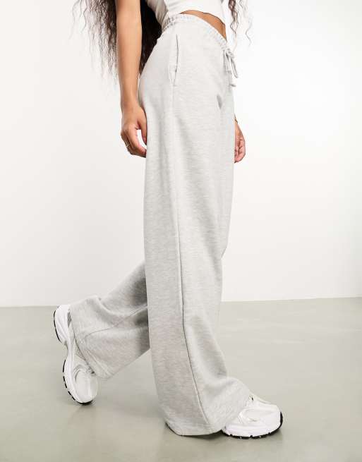 Bershka wide leg jogger in grey marl, ASOS