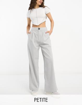 STRADIVARIUS PETITE TAILORED WIDE LEG PANTS IN GRAY