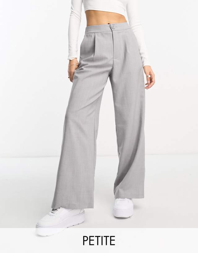 Stradivarius Petite wide leg relaxed dad pants in gray