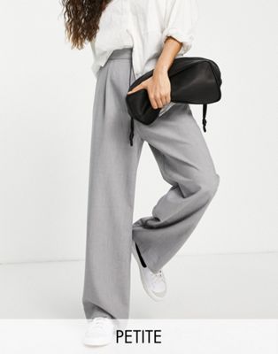 Stradivarius Petite wide leg relaxed dad trousers in grey - ASOS Price Checker