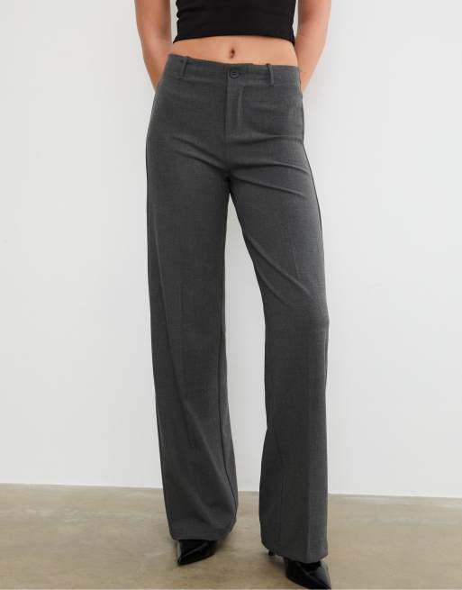 Stradivarius Petite Wide-leg trousers in dark grey, 2 of 4