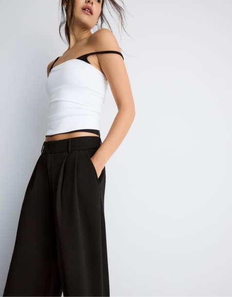 Stradivarius Petite - Zachte nette broek in zwart - view 1