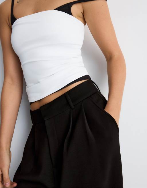 Stradivarius Petite - Zachte nette broek in zwart, 4 van 4