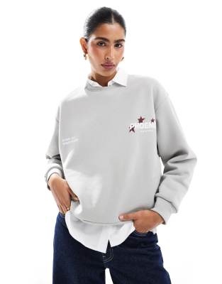Stradivarius Stradivarius Phoenix slogan sweatshirt in grey