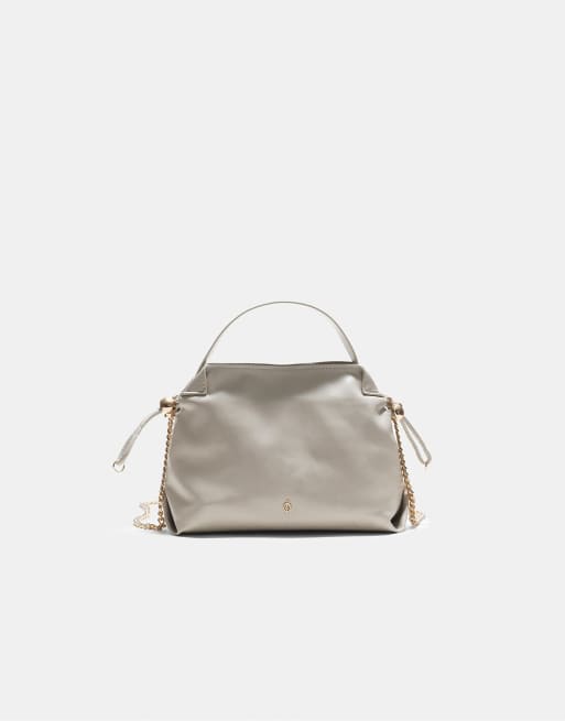 Stradivarius piccola borsa a tracolla arricciata color ecru