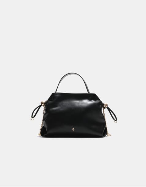 Stradivarius piccola borsa a tracolla arricciata nera - view 1