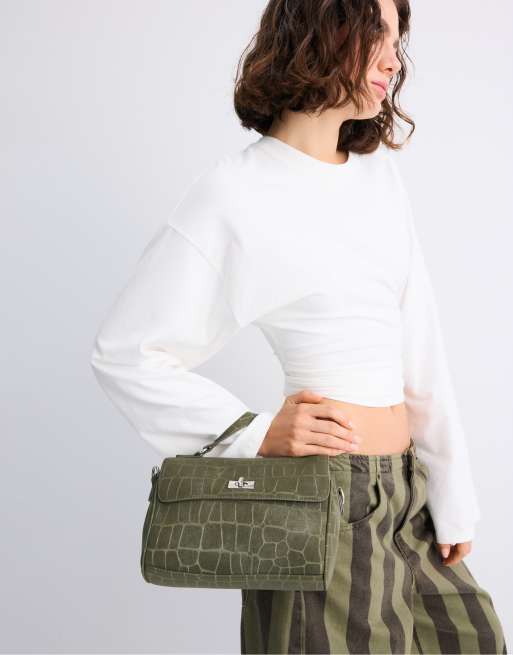 Stradivarius piccola borsa a tracolla con cintura in kaki, 2 di 4