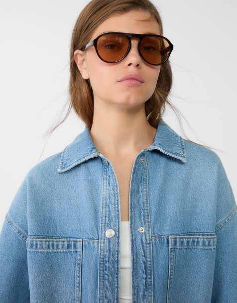 Stradivarius – Pilotensonnenbrille in Braun - view 1