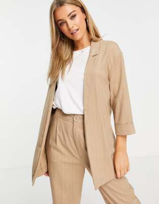 Stradivarius pinstripe blazer co-ord in beige - ASOS Price Checker