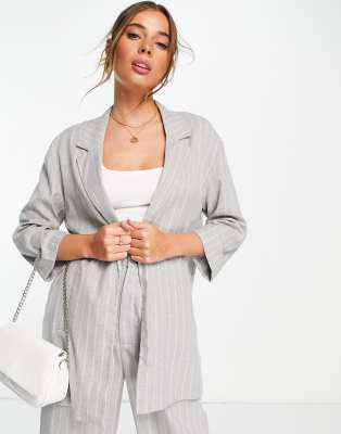Stradivarius Stradivarius pinstripe blazer co-ord in grey