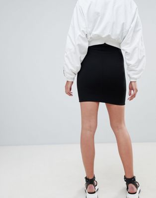 black mini tube skirt