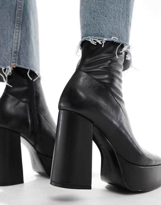 Leather Boots Black Platform Boot Heels Stradivarius Platform