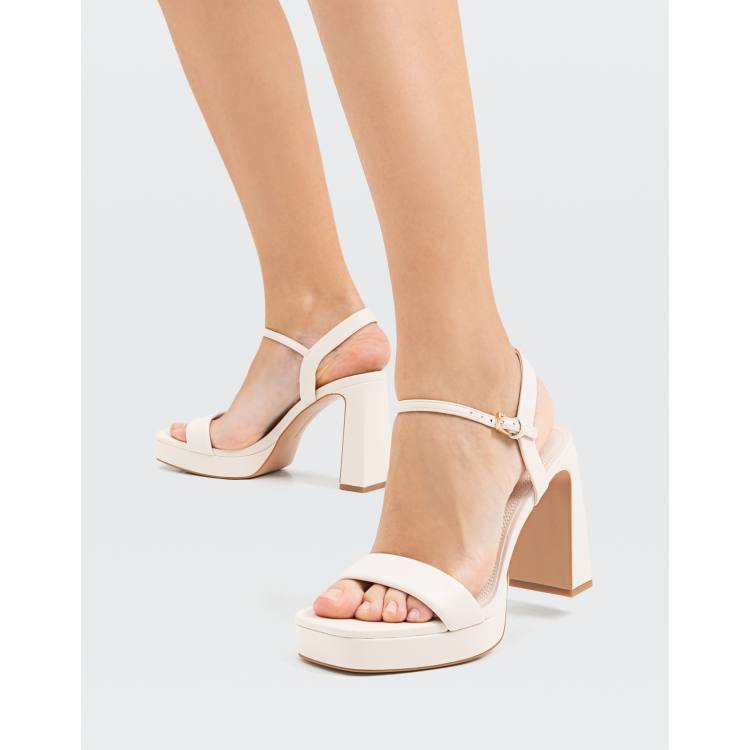 Cream cheap heeled sandals