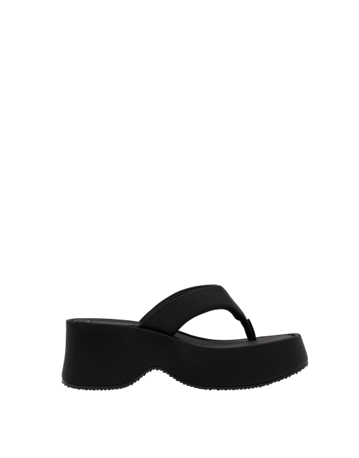 Stradivarius Platform thong sandals in black, 6 of 6