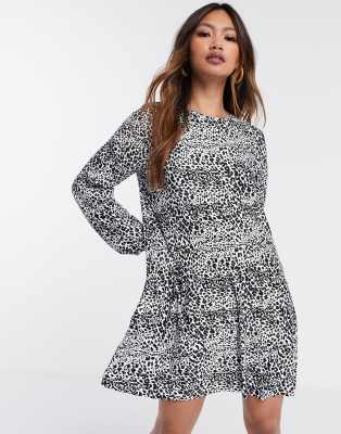 black white leopard print dress