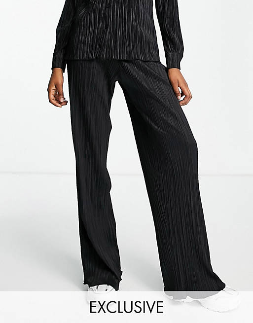 Stradivarius pleated co-ord trousers in black