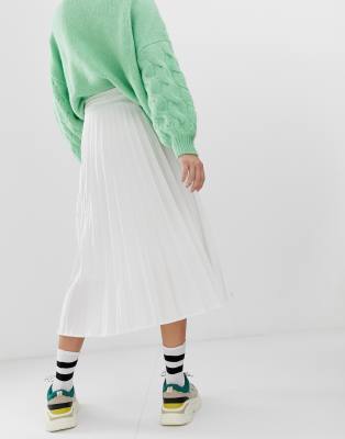 asos white pleated skirt