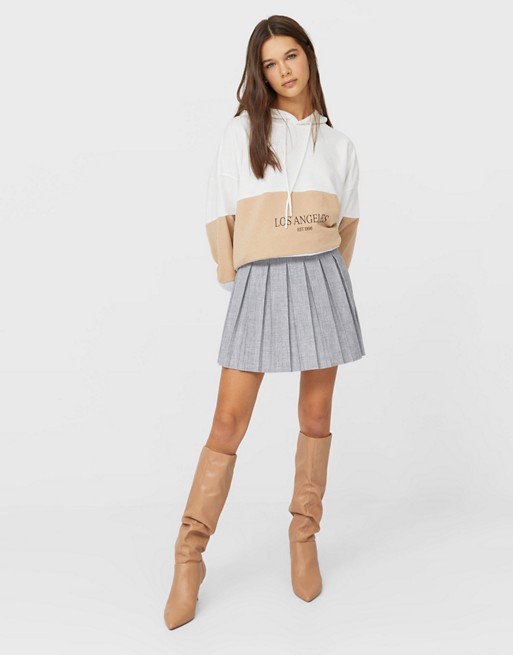 Stradivarius pleated mini tennis skirt in grey