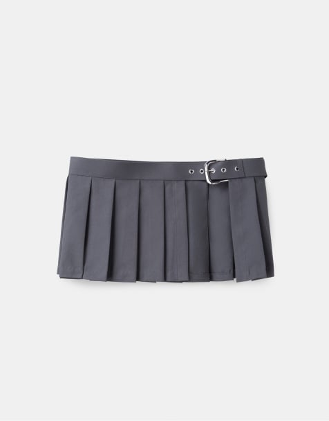 Stradivarius Pleated skirt belt in grey - view 1
