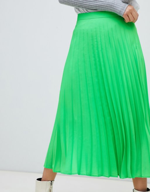 Fluro green shop pleated skirt