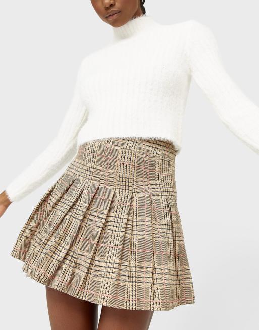 Tan hotsell check skirt