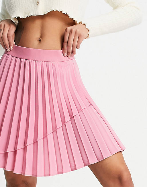 Stradivarius pleated tennis mini skirt in pink