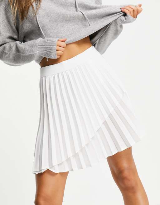 Stradivarius pleated tennis mini skirt in white ASOS
