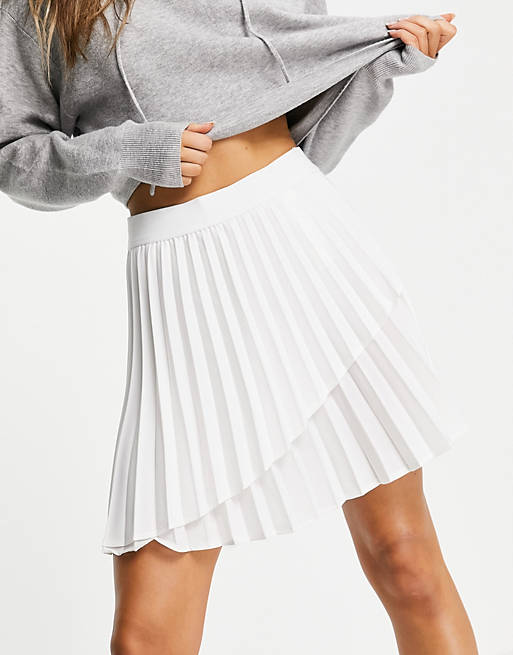 Stradivarius pleated tennis mini skirt in white