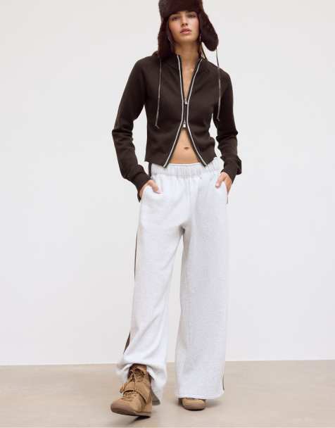 Stradivarius plyschjoggers med sidostripa i brunt - view 1